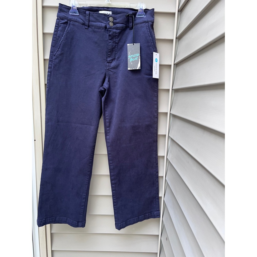 Studio Blue Navy High Rise Wide Leg Cropped Pants Stitch Fix Exclusive Size 30